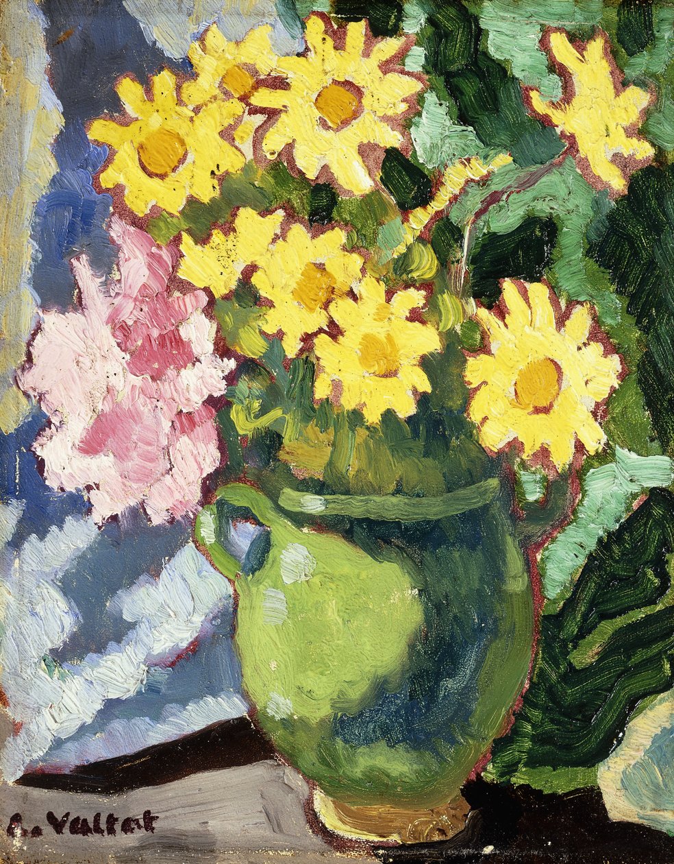 Yellow Daisies in a Green Jug by Louis Valtat