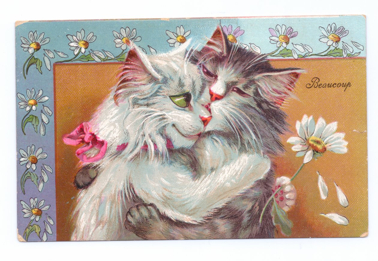 Two Cats Hugging Each Other, c.1910 by Louis Wain