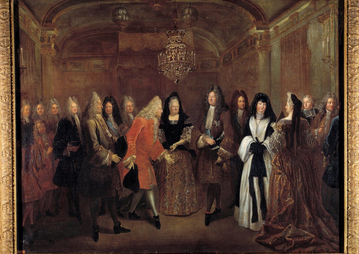 King Louis XIV (1638-1715) received Prince Frederic Augustus of Saxony from Elizabeth Charlotte d