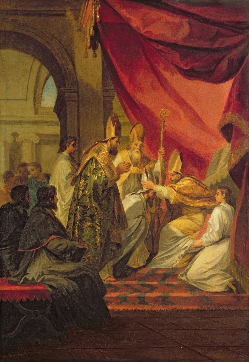 St. Augustine (354-430) Ordained as the Bishop of Hippo, Study for the Decoration in the Invalides, 1702 by Louis de, the Younger Boulogne