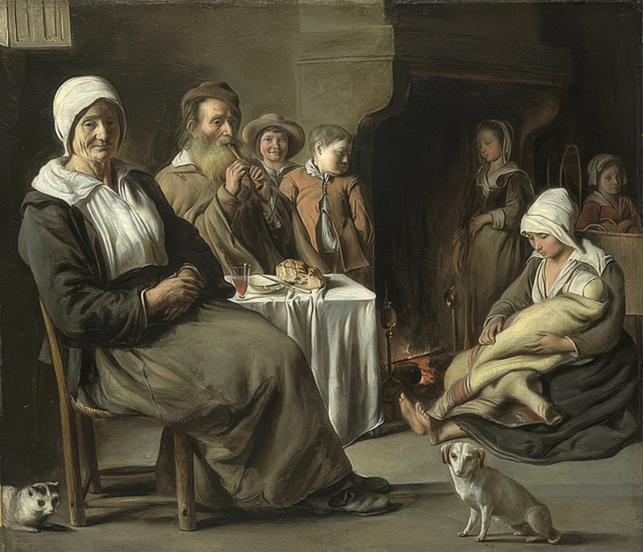 Peasant Interior with an Old Flute Player. Around 1642 by Louis le Nain