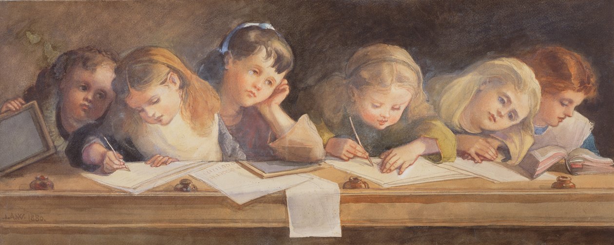 The Writing Lesson, 1880 by Louisa Anne Waterford