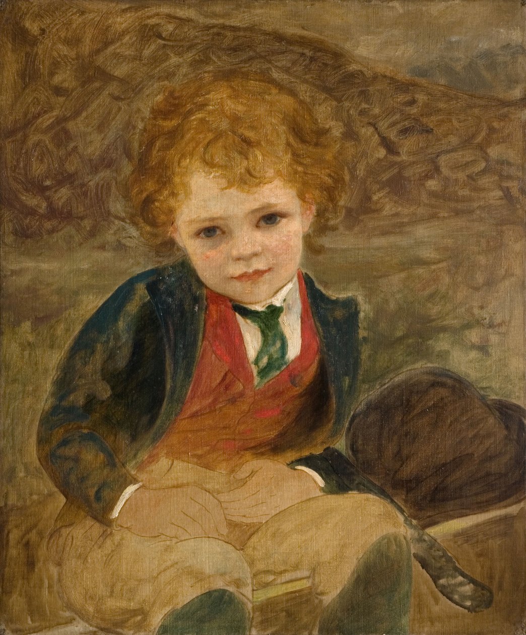 Study Of A Boy Sitting In A Wheelbarrow, 1890 by Louisa Starr