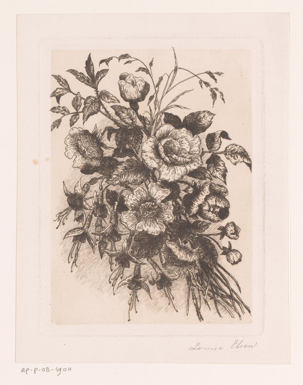 Flower Still Life with Roses and Anemones by Louise Elsen (attributed to)