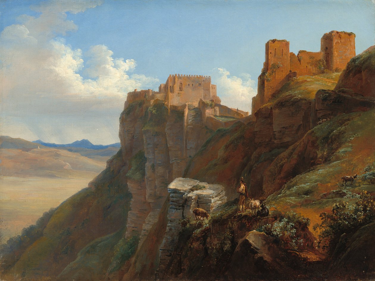 View of the Castello di San Giuliano, near Trapani, Sicily by Louise Josephine Sarazin de Belmont