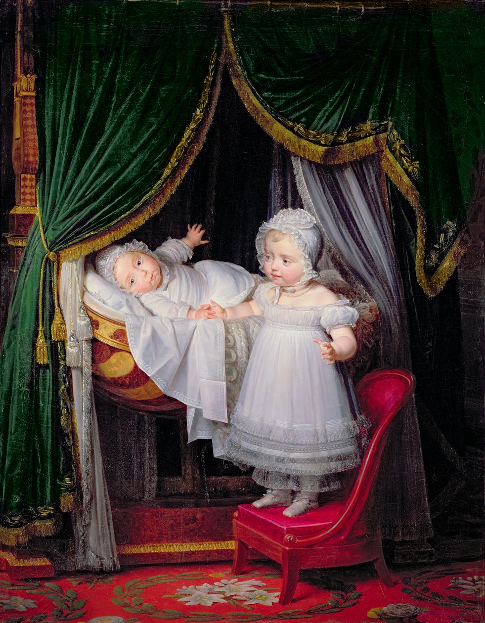 Henri-Charles-Ferdinand of Artois, Duke of Bordeaux and his Sister Louise-Marie-Therese of Artois at the Tuileries by Louise Marie Jeanne Hersent