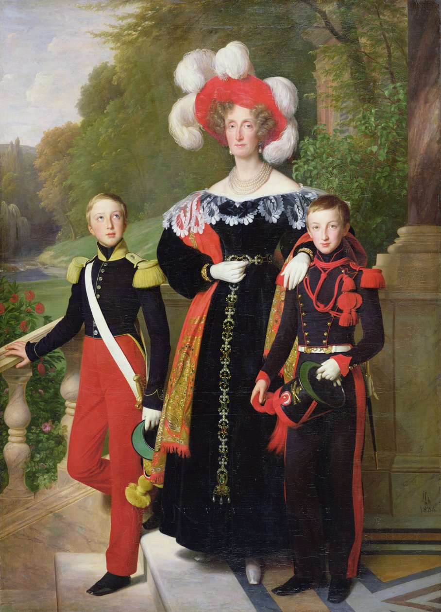 Marie Amelie of Bourbon-Sicile and Her Sons, Henri of Orleans Duke of Aumale and Antoine Duke of Montpensier, 1835 by Louise Marie Jeanne Hersent