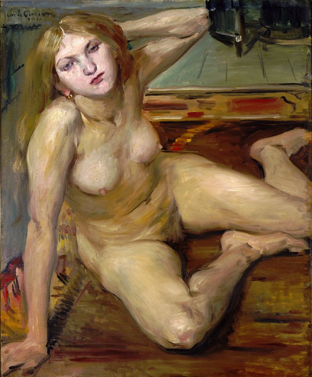 Nude Girl on a Rug by Lovis (1858 1925) Corinth