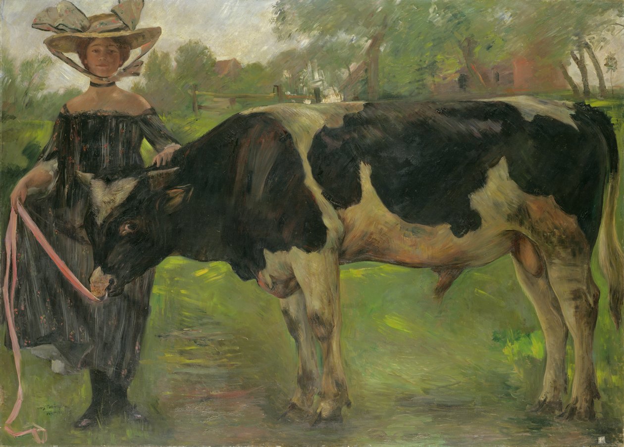 The Painter Charlotte Berend With A Bull by Lovis  Corinth