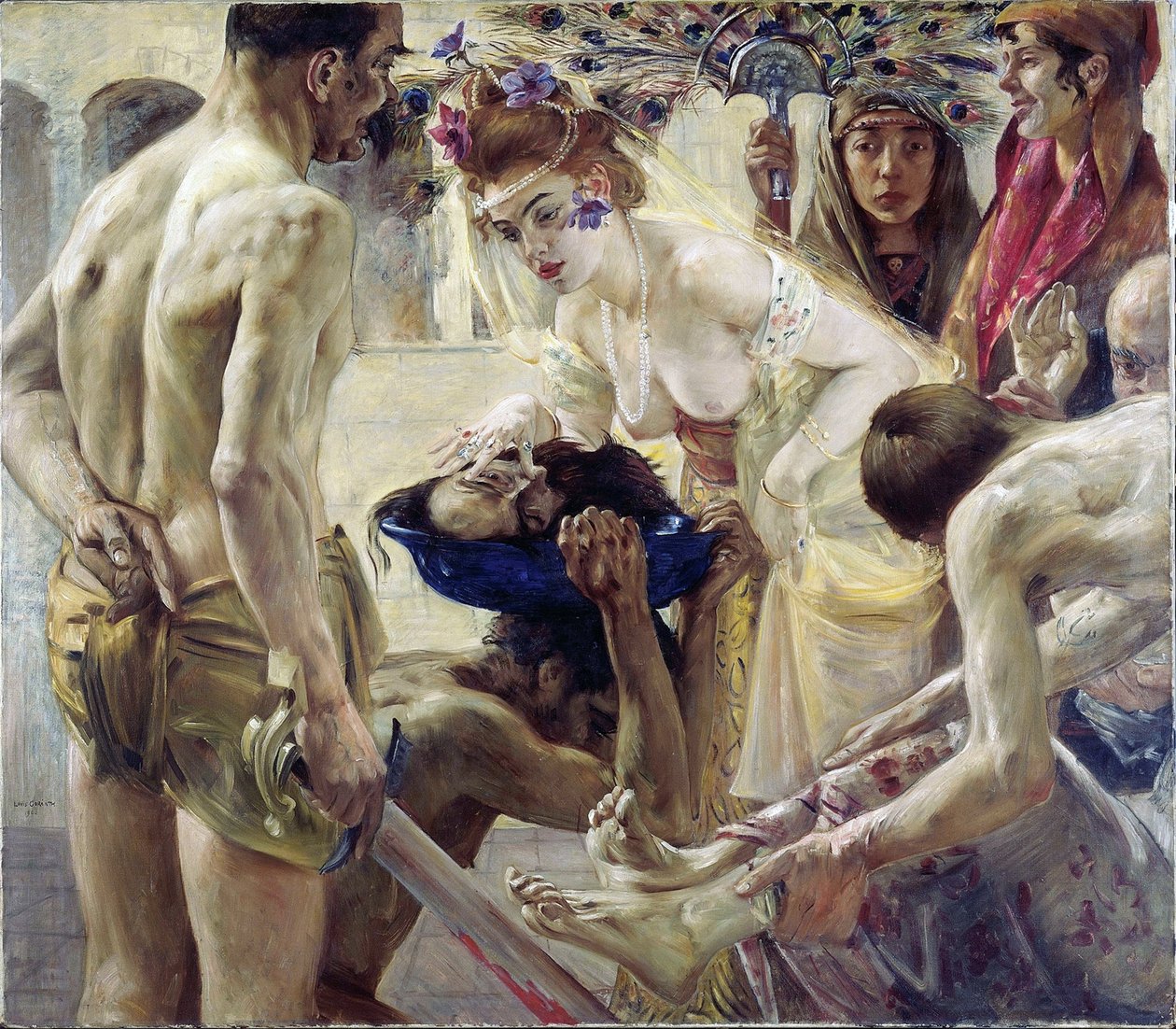 Salome. The biblical heroine, in dance costume, receives the head of Saint John the Baptist on a platter, which Herod offers her as a reward for her charms. Painting by Lovis Corinth (1858-1925) by Lovis (1858 1925) Corinth