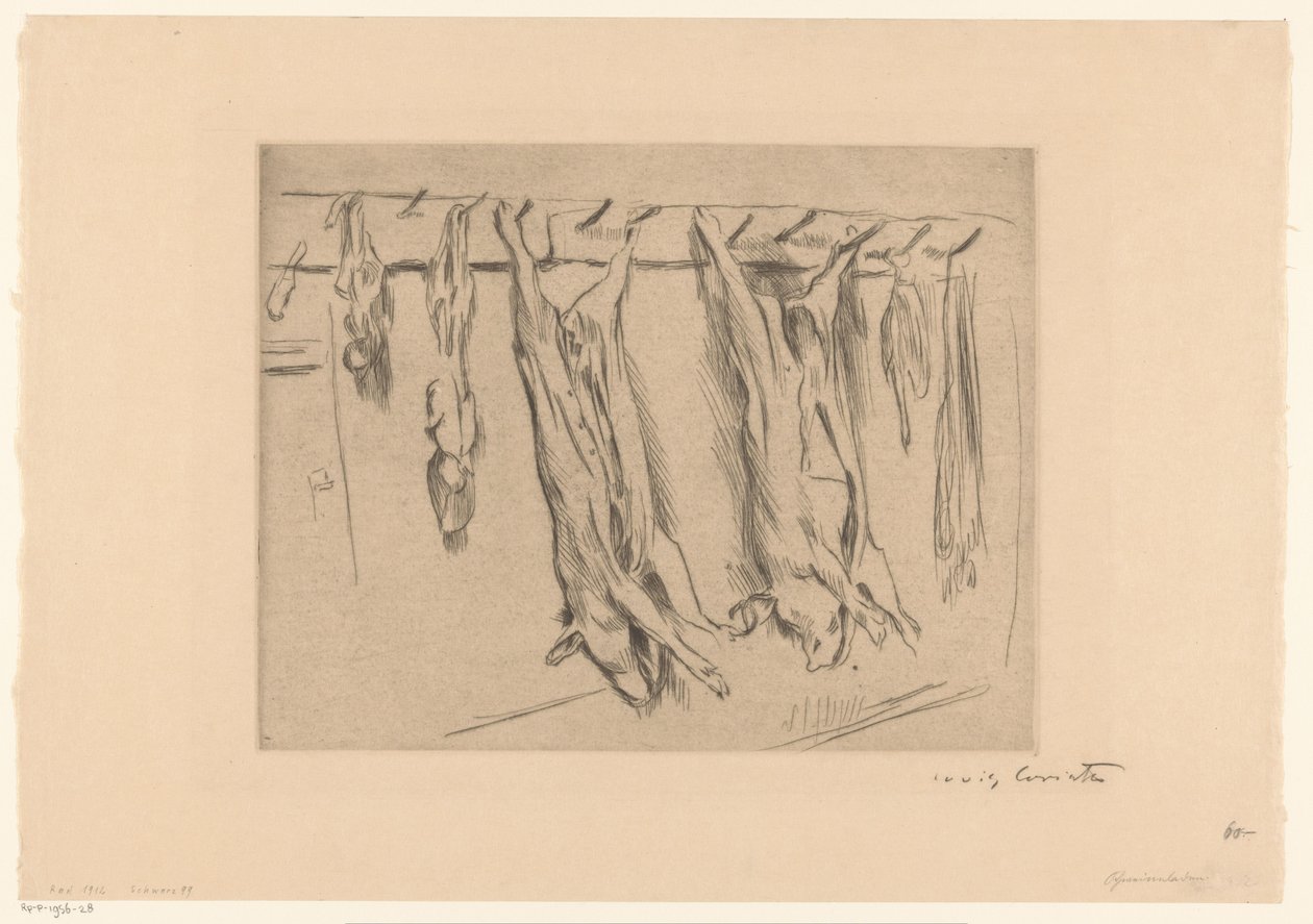 Slaughtered Pigs by Lovis Corinth (signed by artist)
