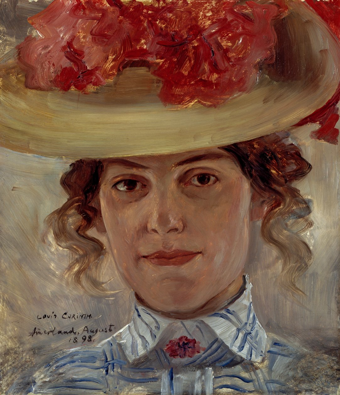 Mrs. Halbe with Straw Hat by Lovis Corinth