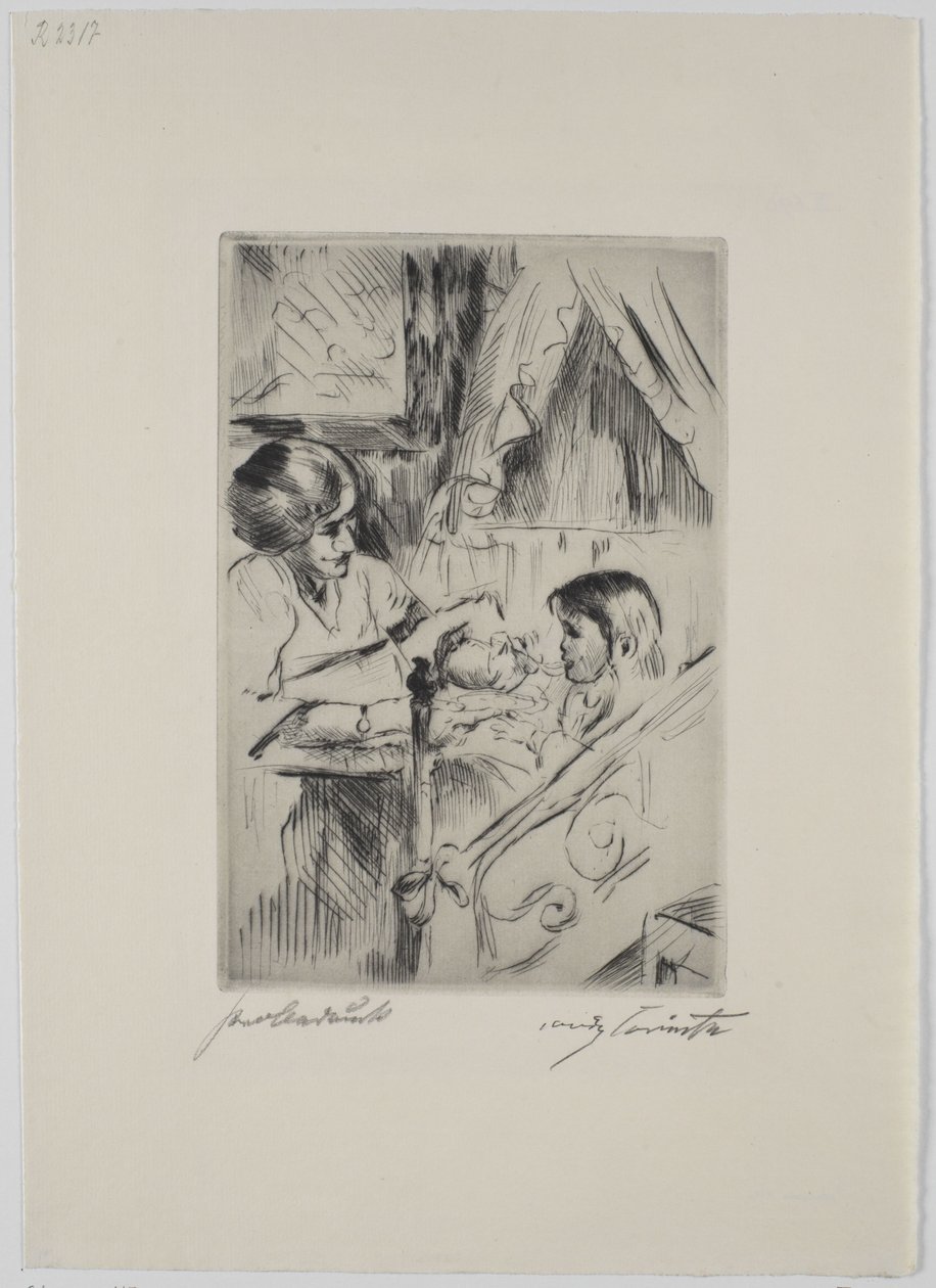 Child in Bed and Mother by Lovis Corinth