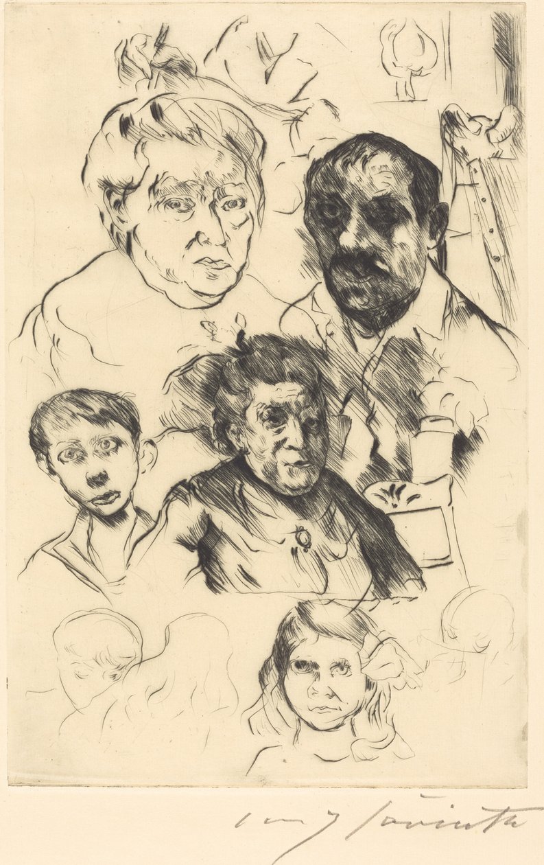 Assorted Heads and Self-Portrait by Lovis Corinth