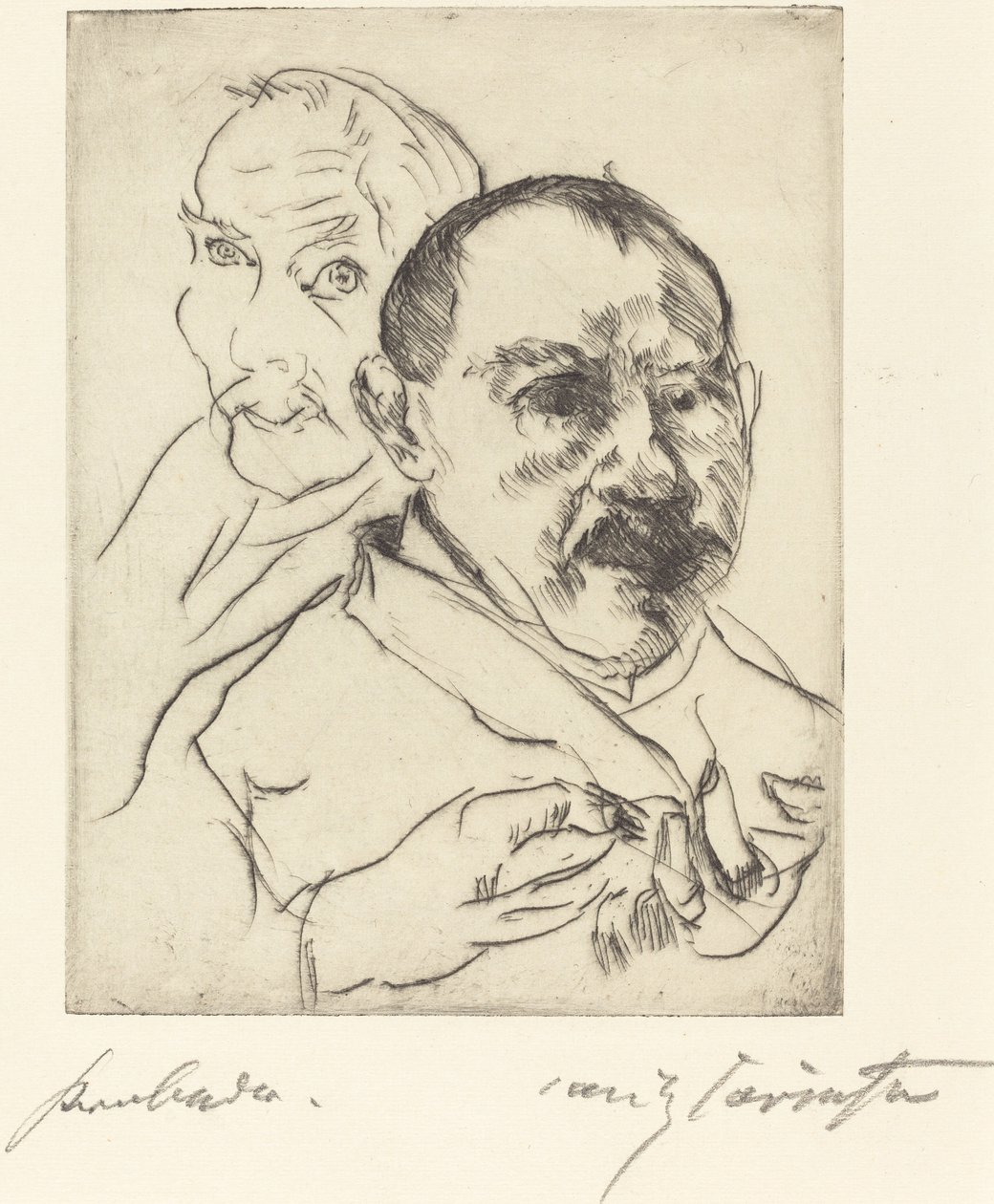 Sketch of Two Male Heads, Self-Portraits, 1915 by Lovis Corinth