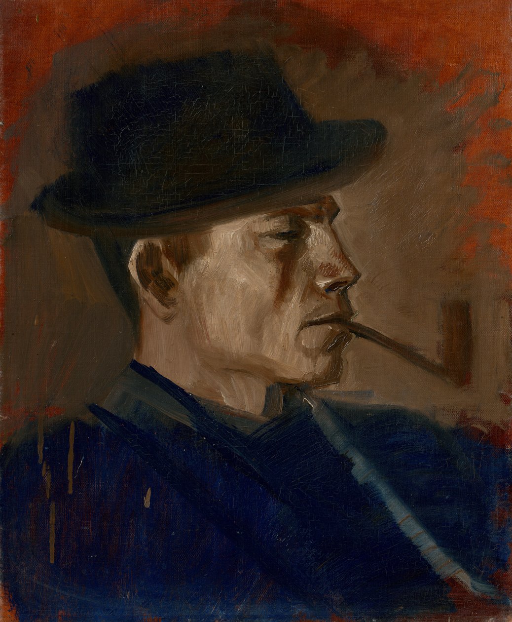 Man in Blue Smoking by Laszlo Mednyanszky
