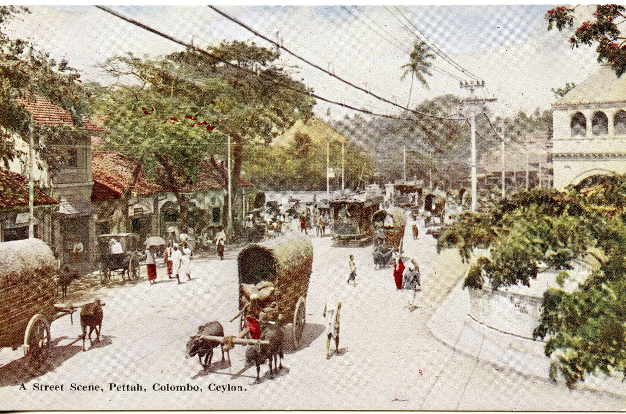 A Street Scene, Pettah, Colombo, Ceylon, c.1900-20 by Ltd. Ceylon Plâté