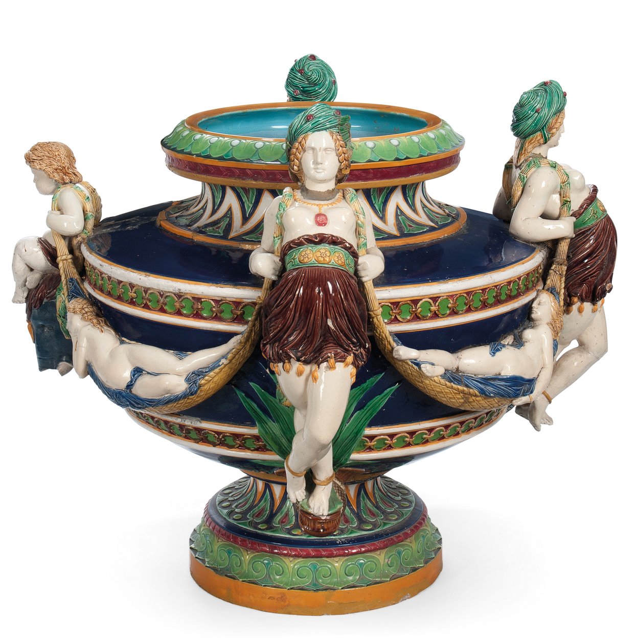Large Minton Majolica Jardiniere, c.1870 by Ltd Mintons