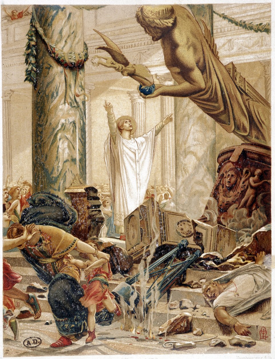 Saint Martin destroying the idols of paganism, from painting by Merson by Luc Oliver Merson