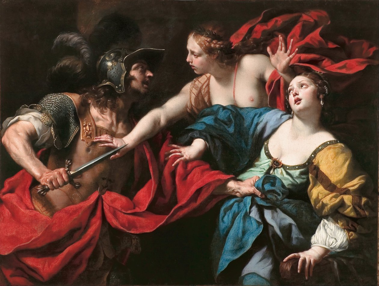 Venus Preventing Her Son Aeneas from Killing Helen of Troy by Luca Ferrari