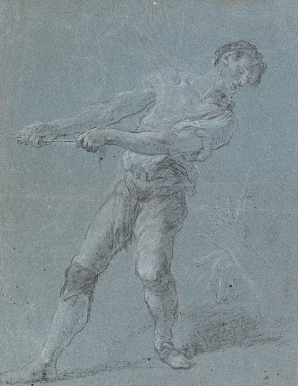 Young Man Pulling a Rope by Luca Giordano