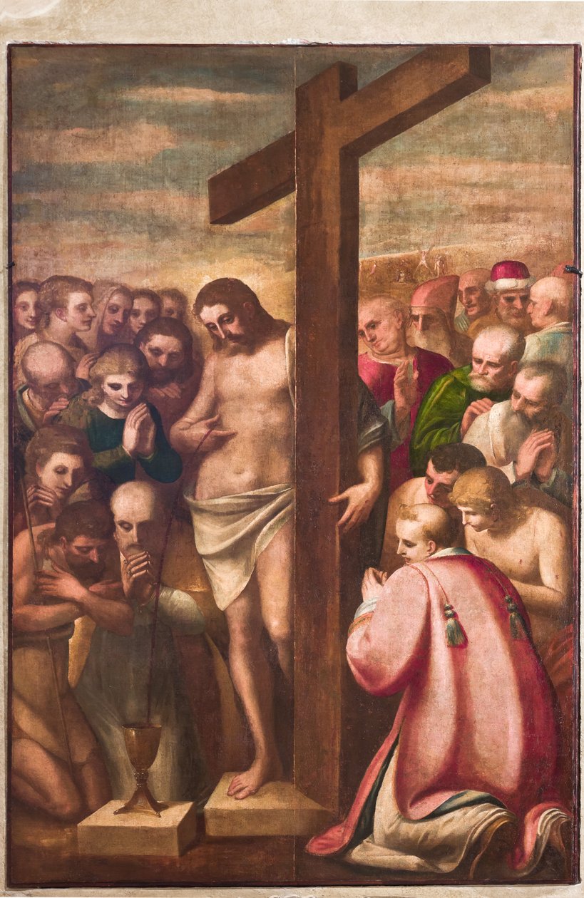 Genoa, Duomo (St Lawrence Cathedral), sacristy, chapel: "Eucharistic Christ adored by Saints", by Luca Cambiaso, about 1580 by Luca Cambiaso