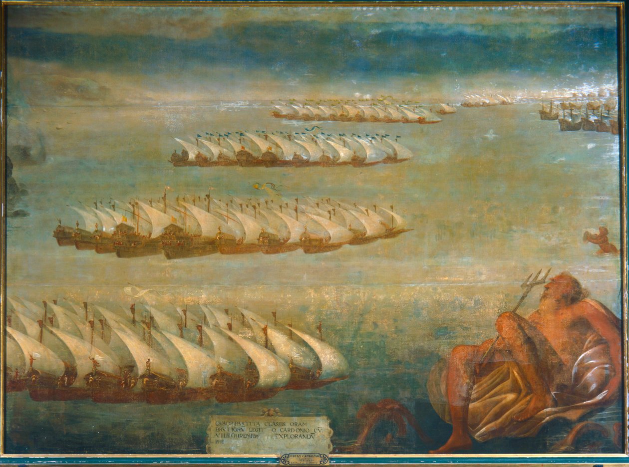 The Naval Battle of Lepanto in 1571 by Luca Cambiaso