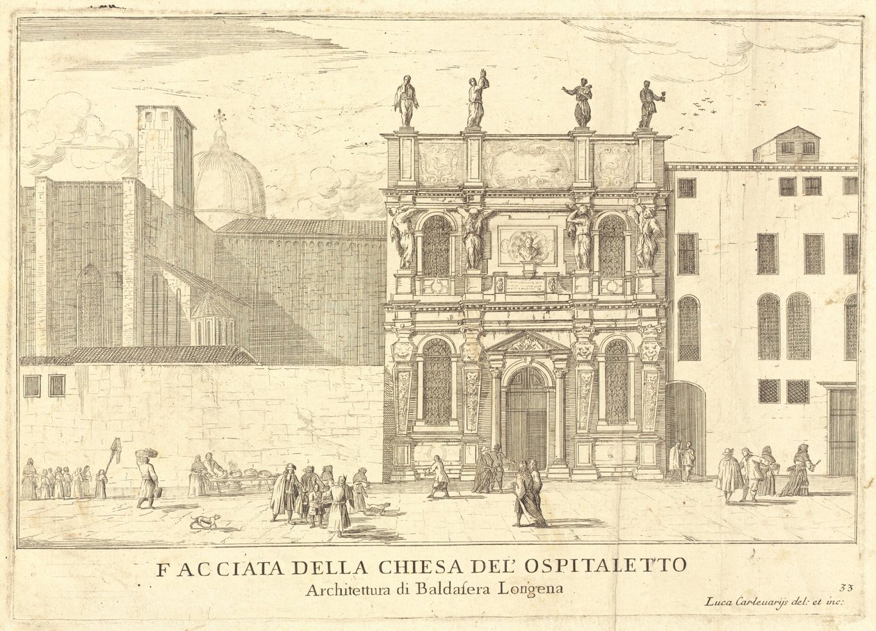 Facade of the Church of the Little Hospital (plate 33) by Luca Carlevariis