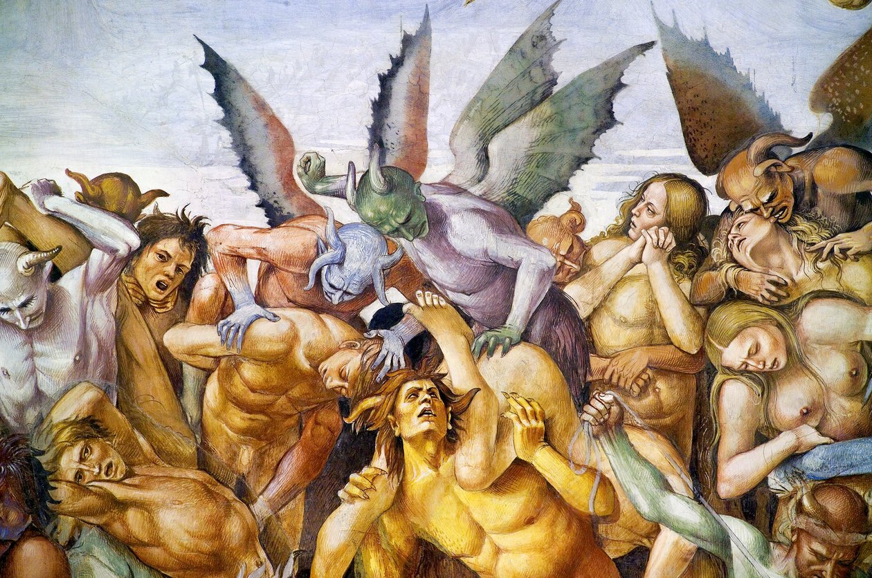 Damned in hell, from Last Judgment fresco cycle by Luca Signorelli