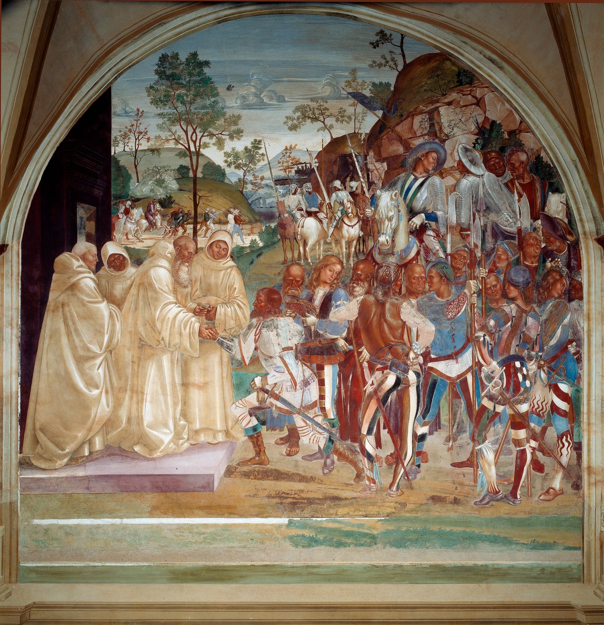 Saint Benedict of Nursia welcoming Totila, king of the Ostrogoths (fresco) by Luca Signorelli