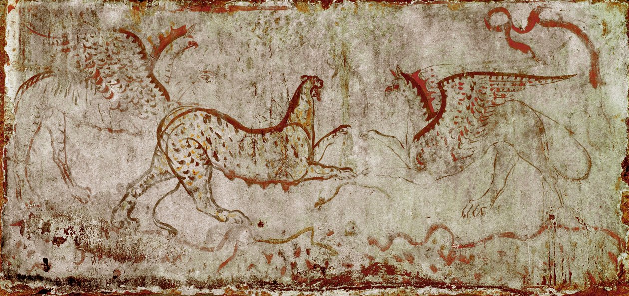 A Fight Between a Panther and a Griffin by Lucanian School