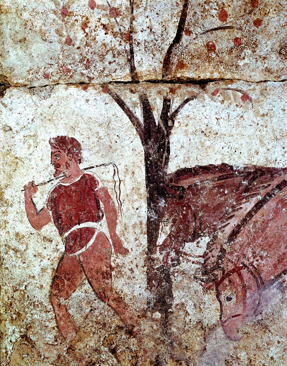 A Peasant Pulling Two Horses by Lucanian School