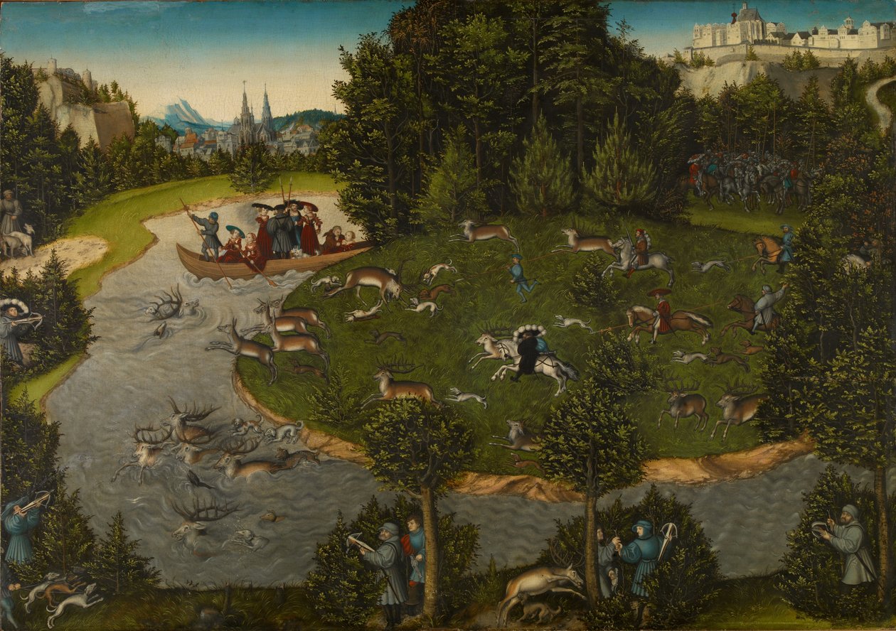 A Stag Hunt with Frederick III, Elector of Saxony, Frederick the Wise by Lucas Cranach the Elder
