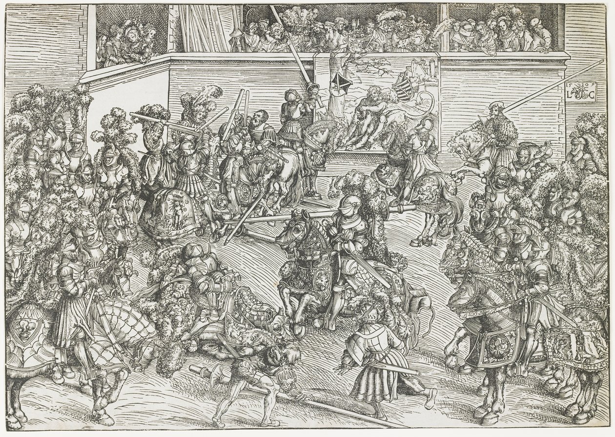 The Second Tournament with Tapestry of Samson and the Lion, 1509 by Lucas Cranach the Elder