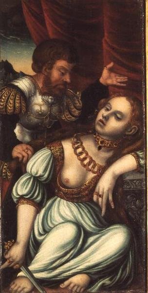 Tarquin and Lucretia by Lucas (studio of) Cranach