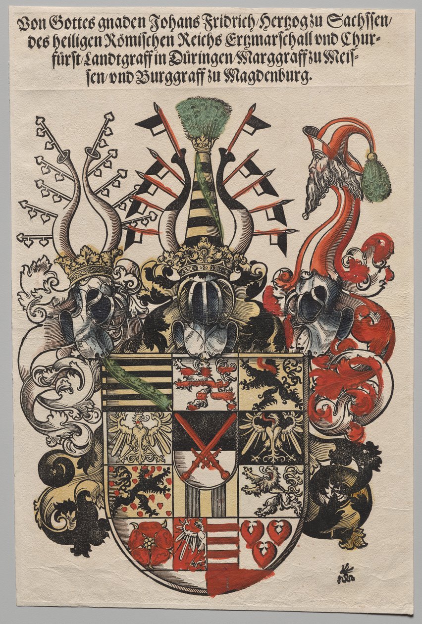 Coat of Arms of John Frederic, Elector of Saxony, called the Magnanimous by Lucas Cranach