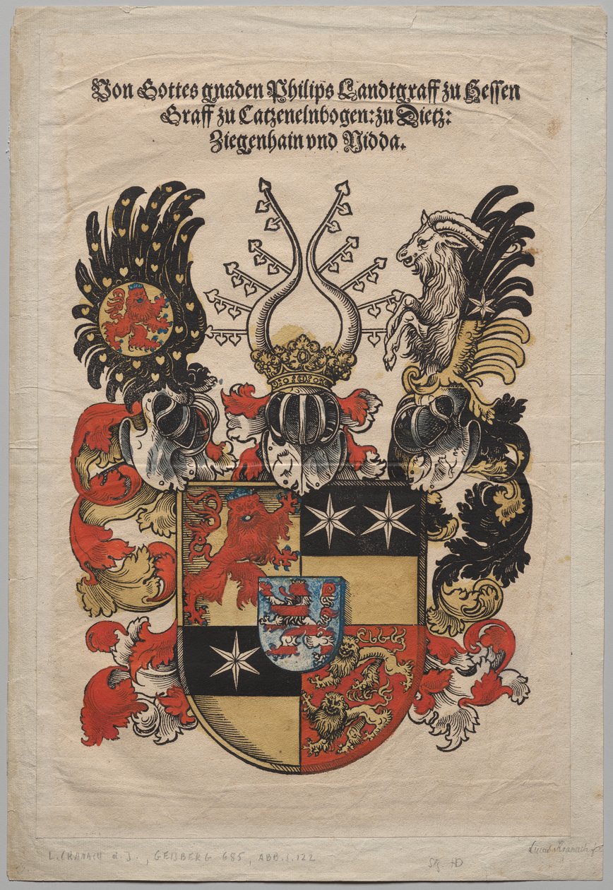 Coat of Arms of Philip, Landgrave of Hesse by Lucas Cranach