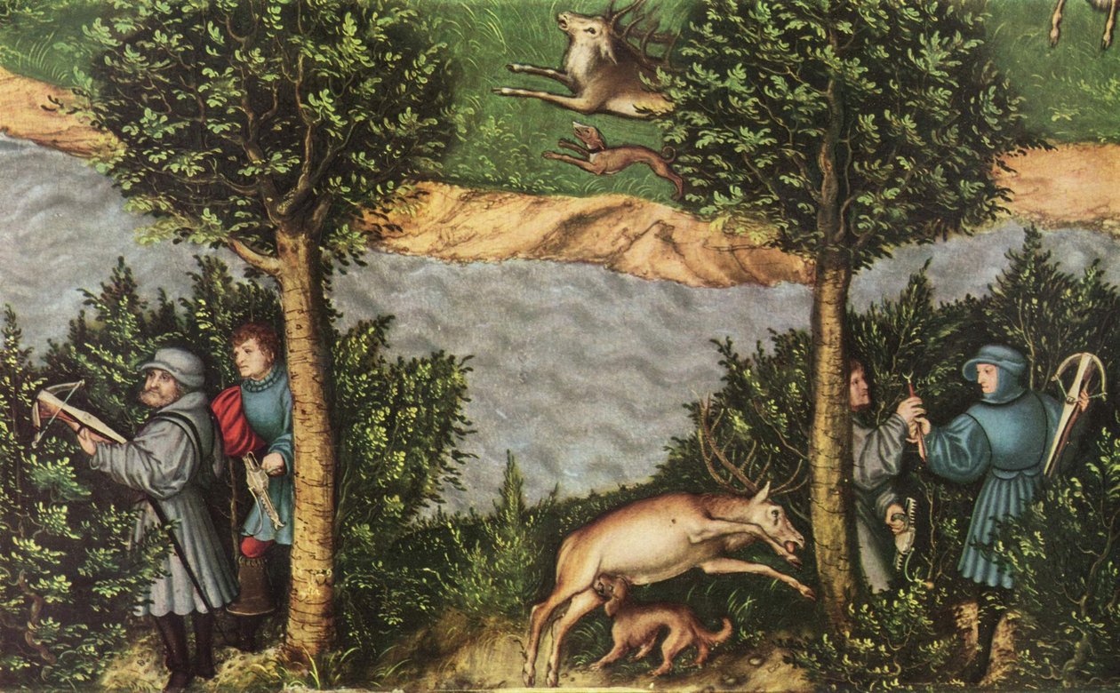 A Stag Hunt with the Elector Friedrich the Wise (detail) by Lucas Cranach the Elder
