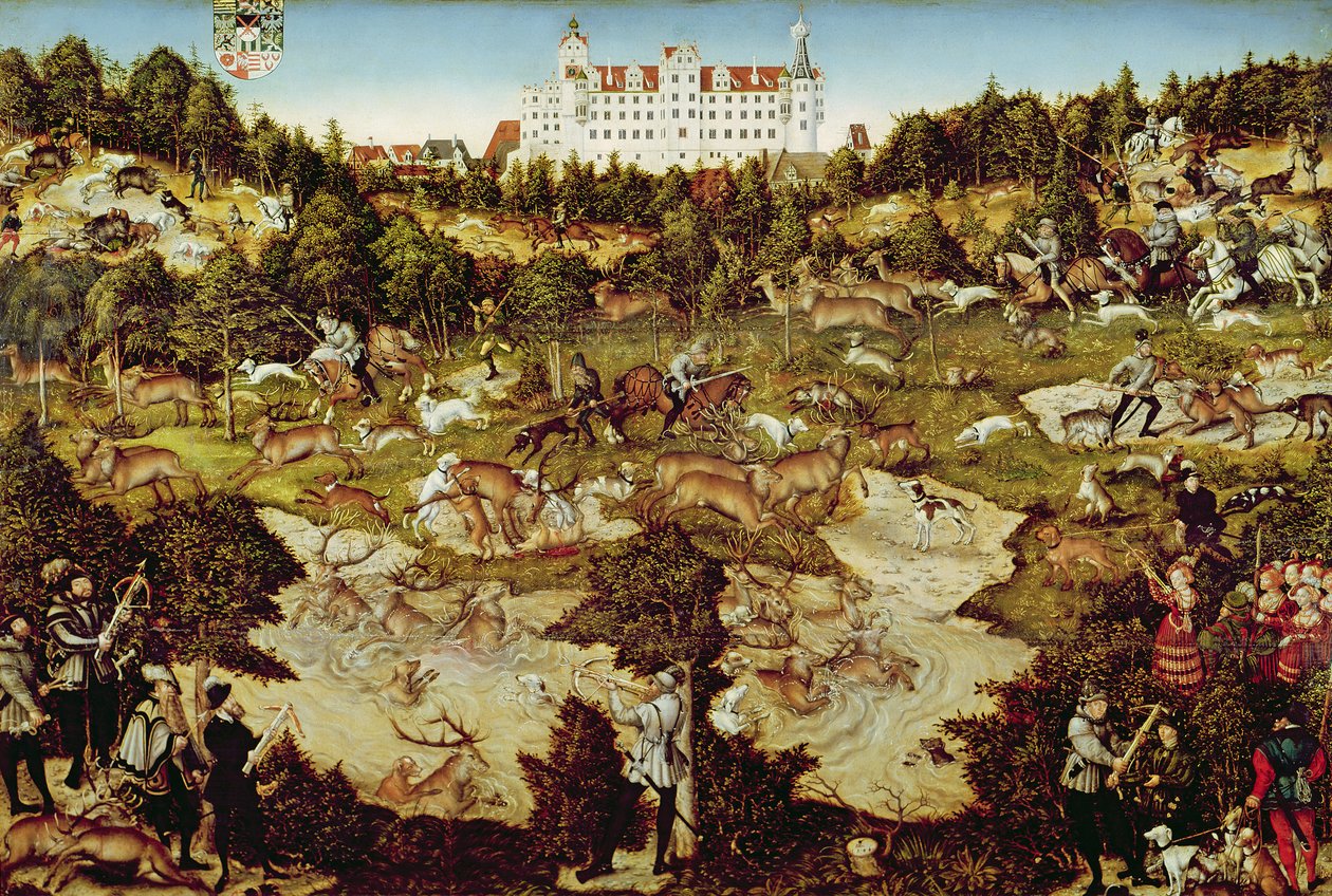 Hunt in Honour of the Emperor Charles V near Hartenfels Castle, Torgau (detail) by Lucas Cranach the Elder
