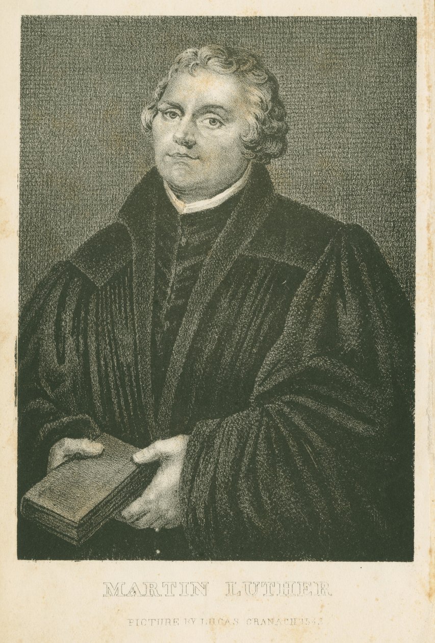 Martin Luther, Lithograph by James Weber, c.1850 by Lucas Cranach the Elder
