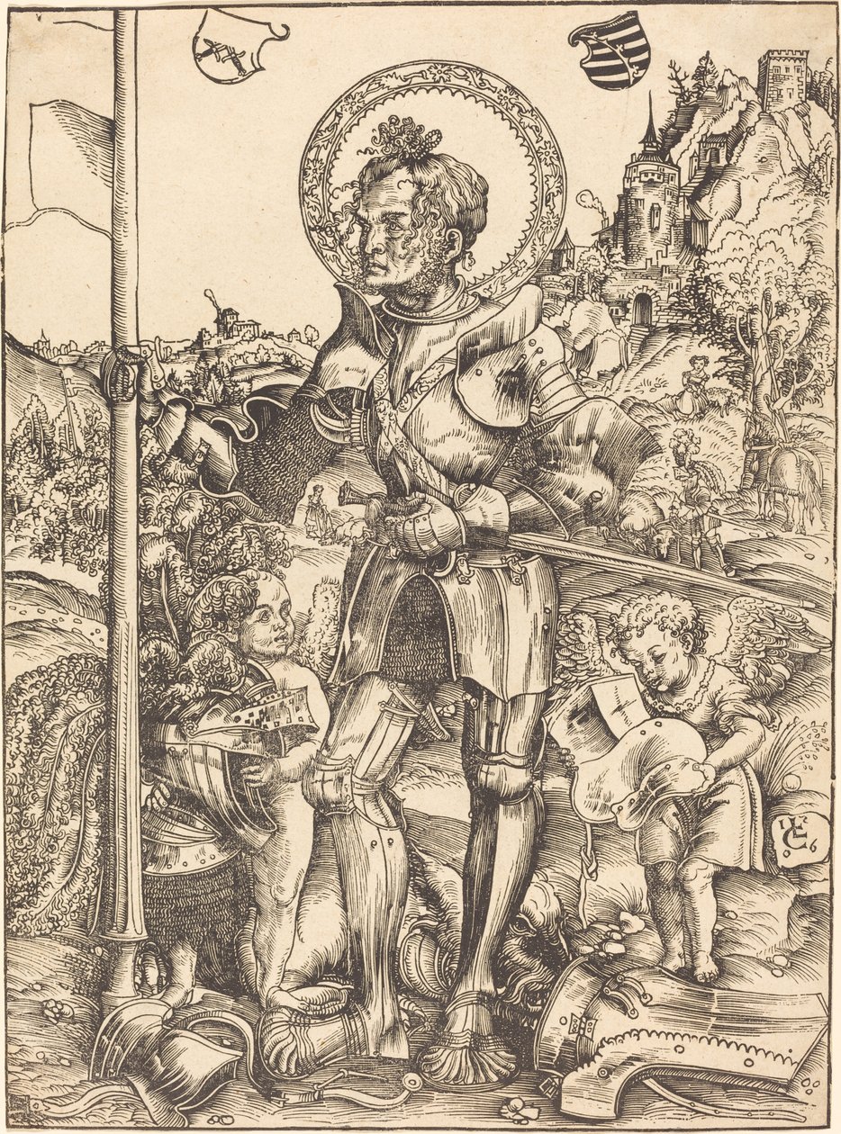 Saint George Standing, with Two Angels by Lucas Cranach the Elder