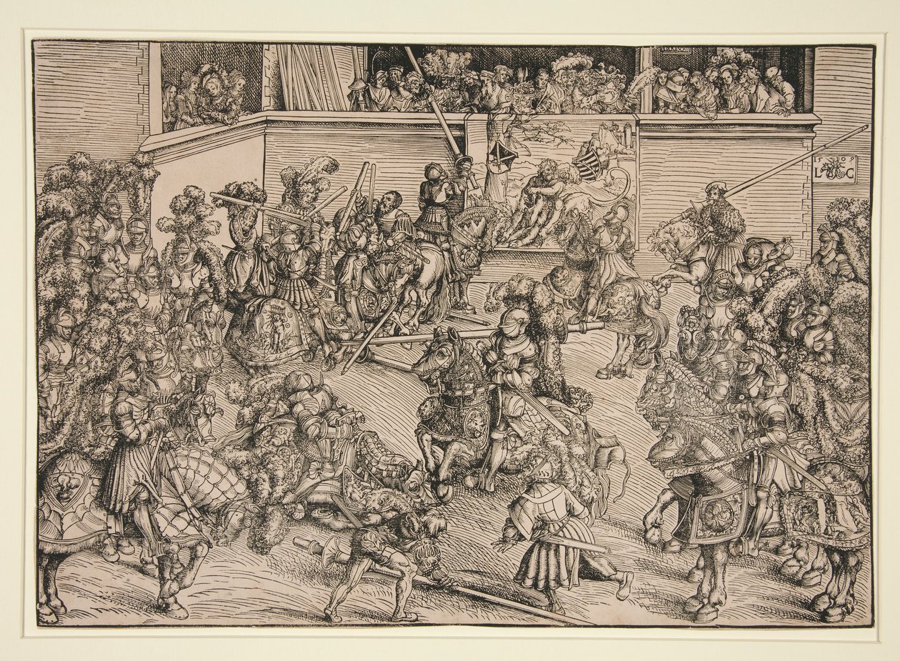 The Second Tournament (with the Tapestry of Samson and the Lion) by Lucas Cranach the Elder