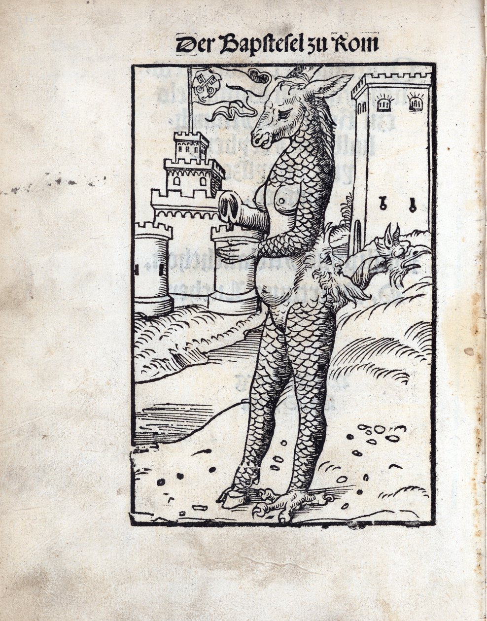 The Papal Ass of Rome, by Lucas Cranach the Elder. Woodcut by Lucas the Elder Cranach