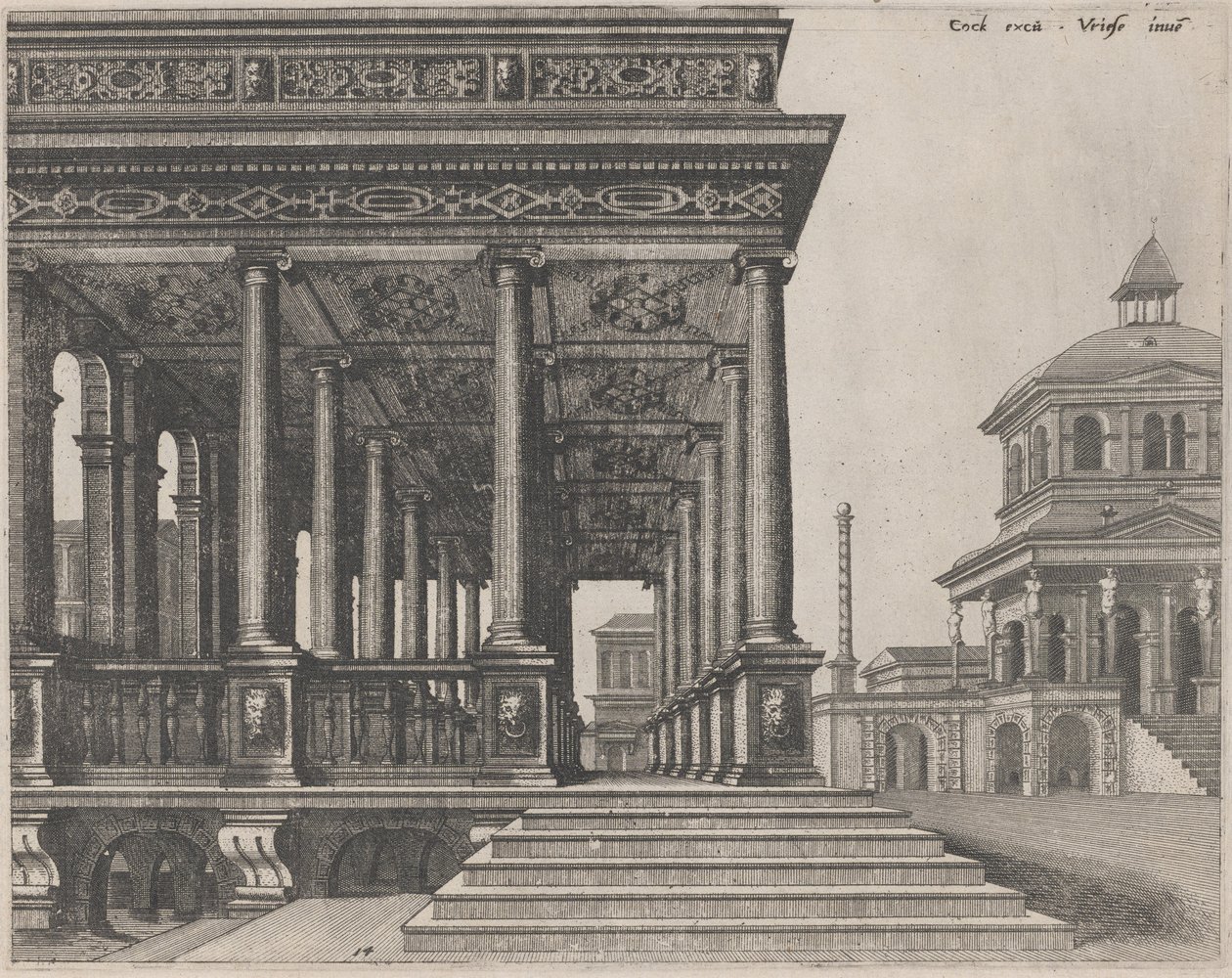 A Hall with Ionic Columns by Lucas van Doetechum and Johannes