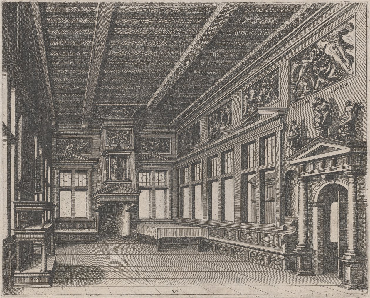 Interior with Buffet, Chimney, and Religious Paintings by Lucas van Doetechum and Johannes