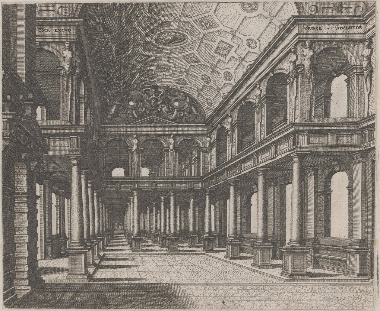 View into a Hall with Tuscan Columns by Lucas van Doetechum and Johannes
