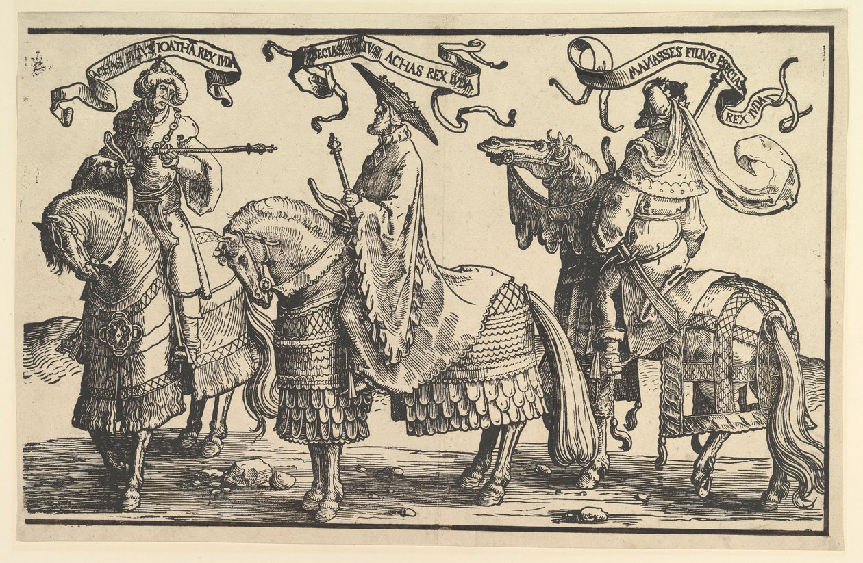 Ahaz, Hezekiah, Manasses (from The Twelve Kings of Israel) by Lucas van Leyden