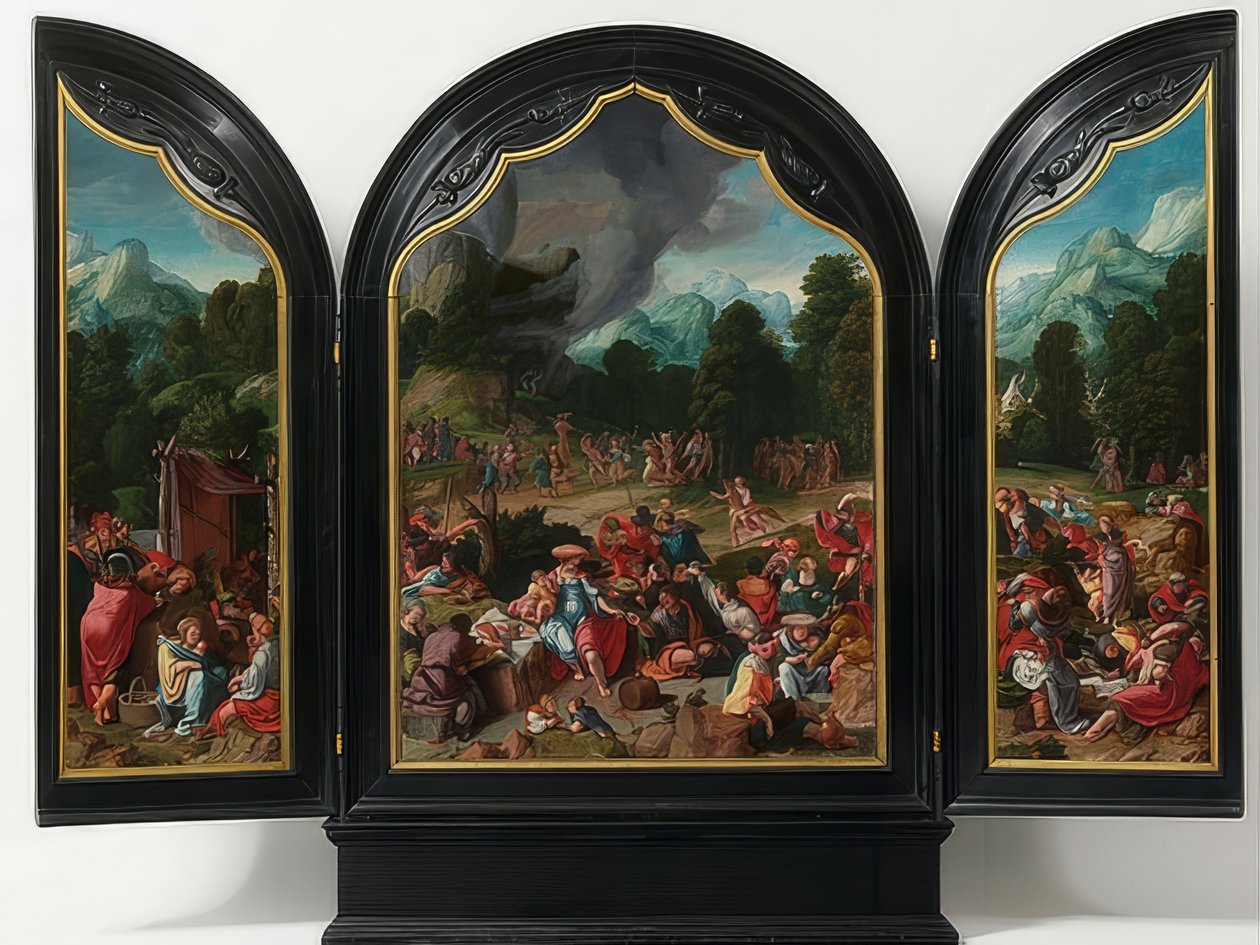Adoration of the Golden Calf. Around 1530 by Lucas van Leyden