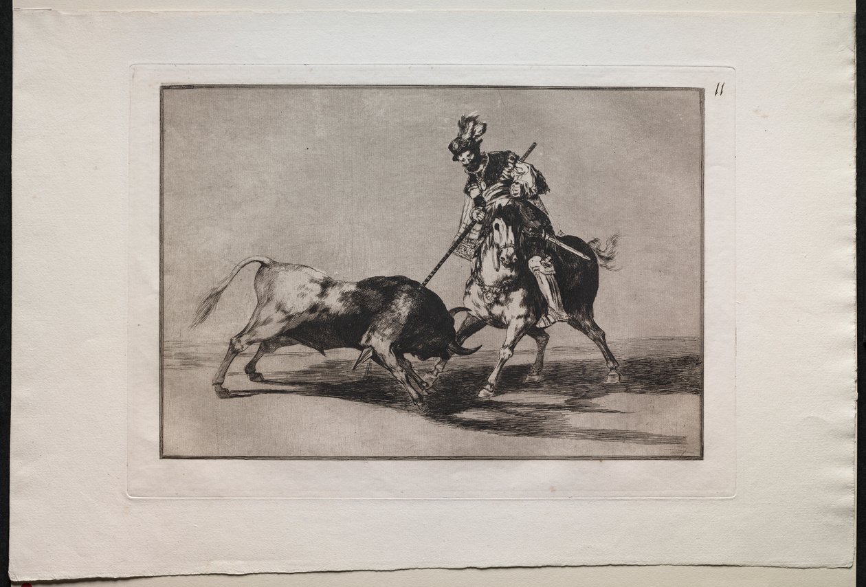 Bullfights: El Cid Campeador Spearing Another Bull by Lucas van Leyden