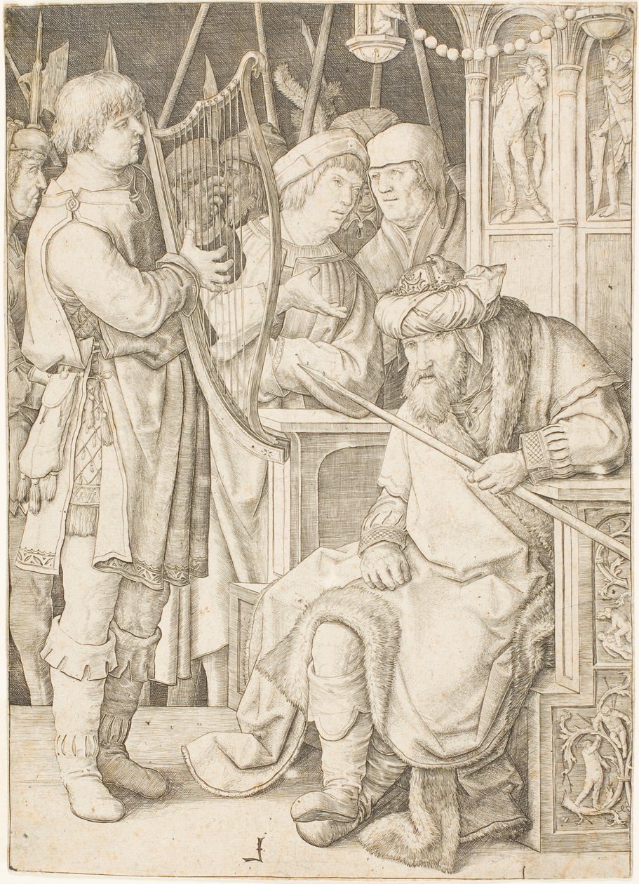David Playing the Harp Before Saul by Lucas van Leyden